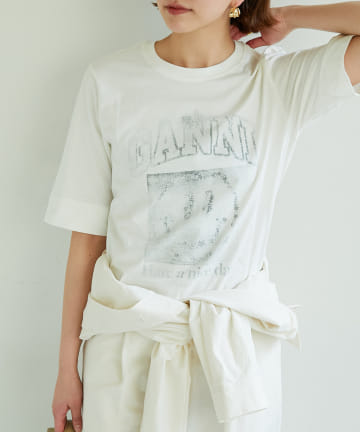 【GANNI】コットンジャージーTシャツ/WHITE