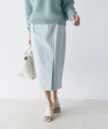 【小柄さん向けSSサイズあり・3サイズ展開】麻混ストレッチナロースカート