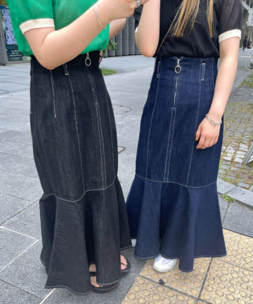 CPCM(シーピーシーエム) 配色ステッチツイルマーメイドスカート