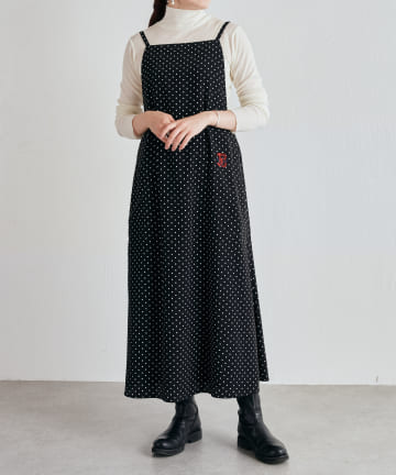 B刺繍ドットサロペットワンピース