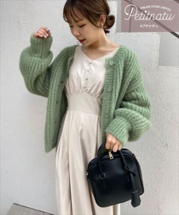 natural couture(ナチュラルクチュール) 【プチナチュ】パフスリーブお上品ワンピース