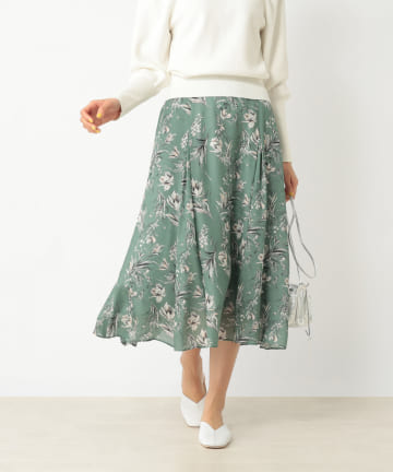 【揺れる裾が美しい】ドローイングフラワーマーメイドスカート