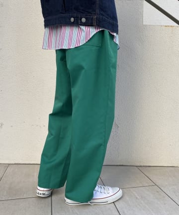 【ユニセックスで着用可能】カラーチノワイドイージーパンツ