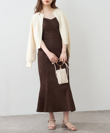 natural couture(ナチュラルクチュール) 【WEB限定カラー有り】ハイウエストマーメイドジャンバースカート