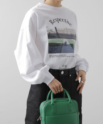 スリットヘム長袖PHOTO Tシャツ/ロンT
