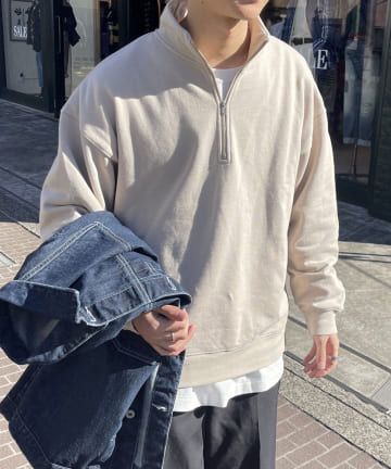 裏毛ハーフジップスウェット