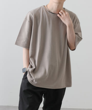 接触冷感ポンチTシャツ / ラウンドヘム ルーズシルエットTee