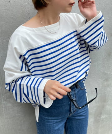 プレーティングバスクボーダーTシャツ