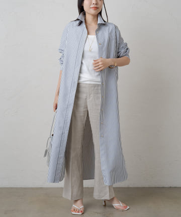 ストライプシャツワンピース