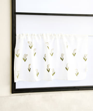 刺繍カフェカーテンフラワー