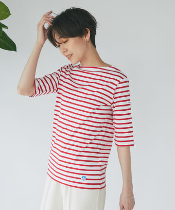 【ORCIVAL（オーシバル）】五分袖ボーダーTシャツ