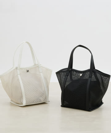 【爽やかなメッシュデザイン】巾着付きメッシュトート2WAYバッグ