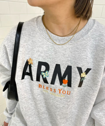 【BLESS YOU/ブレスユー】フラワーARMYクルースウェット