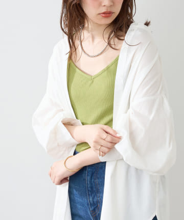 natural couture(ナチュラルクチュール) オールシーズン着用できる！カップ付きテレコリブキャミソール