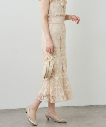 natural couture(ナチュラルクチュール) 【セットアップ着用可・WEB限定】カラーレースハギスカート