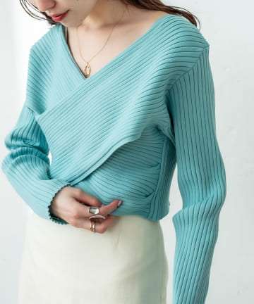 OUTLET(アウトレット) 【mystic】クロスワイドリブニット