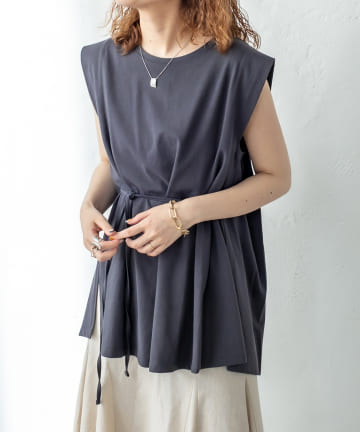 OUTLET(アウトレット) 【mystic】タックフレアノースリTシャツ