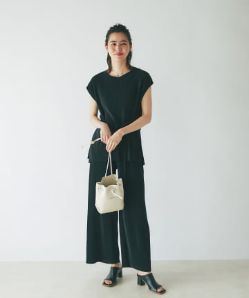 【時短叶う】クリスタルプリーツパンツセットアップ