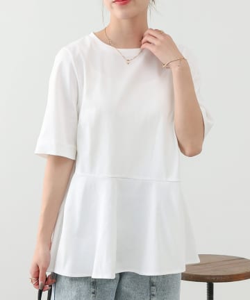 プレーティング天竺ペプラムデザインTEE /  アシンメトリーTシャツ
