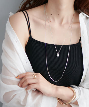 【GOLDY】ドロップ×ロングチェーン2連ネックレス