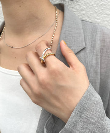 【WEB限定】配色クロスダブルリング