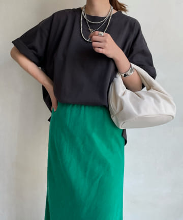 DOUDOU(ドゥドゥ) 【WEB限定】ワイドクルーネックチュニックTEE