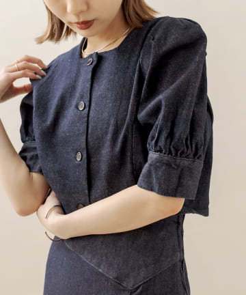 [mline] デニムパフブラウス