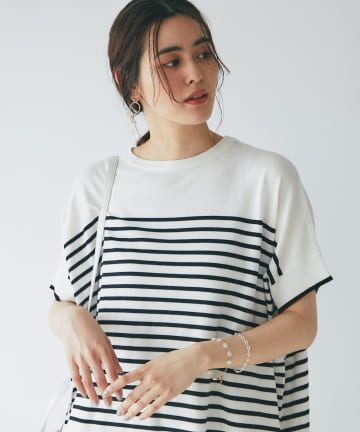 【楽なのに美シルエット】ビックシルエットボーダーニット