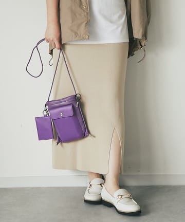 【スッキリ見えする】リブスリットスカート