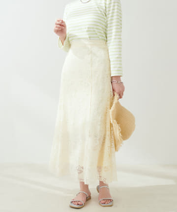 natural couture(ナチュラルクチュール) 女性らしいエッセンスをプラス レースマーメイドスカート