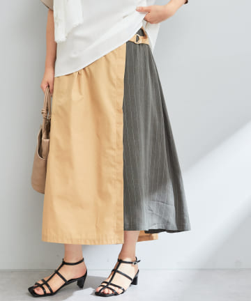 Pal collection(パルコレクション) リネン混ストライプ切替スカート