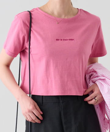 天竺ロゴ刺繍コンパクトTEE  / クロップド半袖Tシャツ