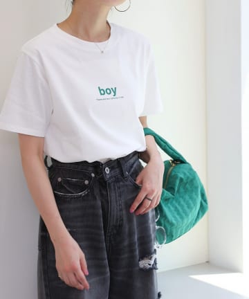 天竺スモールカラーロゴ半袖Tシャツ