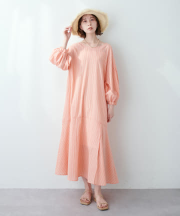 natural couture(ナチュラルクチュール) おしゃれヘム切替リラックスワンピース