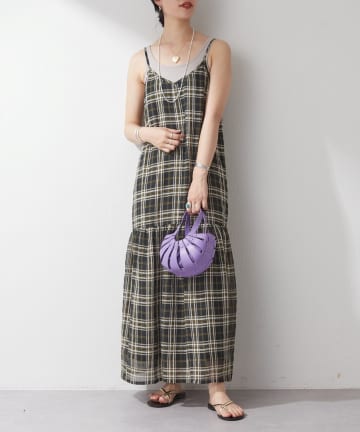 ティアードチェックキャミドレス
