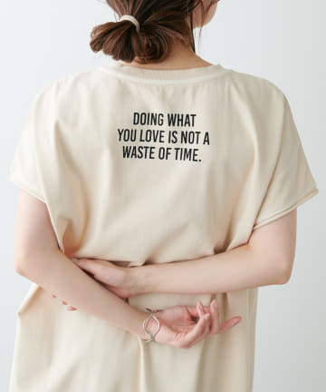 ピグメントバックプリントフレンチスリーブTシャツ