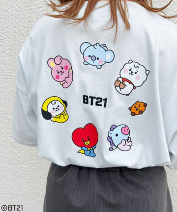one after another NICE CLAUP(ワンアフターアナザー ナイスクラップ) BT21 プリント刺しゅうTEE