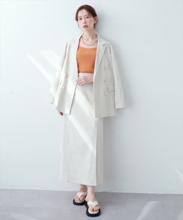 natural couture(ナチュラルクチュール) 長さ変えれる綿麻スリットナロースカート