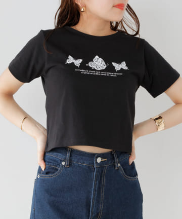 NICE CLAUP OUTLET(ナイスクラップ アウトレット) butterflyプリントTシャツ