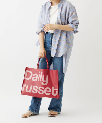 Daily russet(デイリー ラシット) 【雨の日OK】ビッグロゴターポリンスクエアトートバッグ（L）