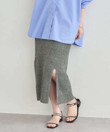 NICE CLAUP OUTLET(ナイスクラップ アウトレット) 【natural couture】メランジスリットスカート