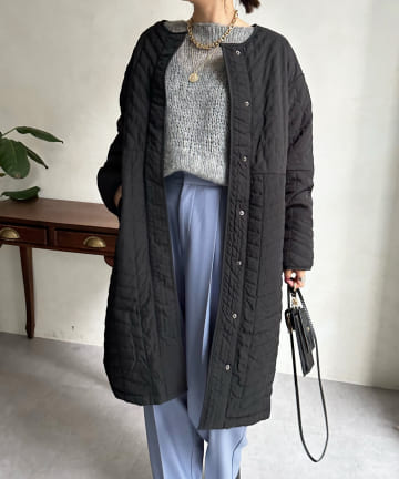 【WEB限定】パターンMIXキルティングロングコート