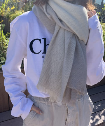 【ソフトな風合い】ワッフルヘリンボーンストール