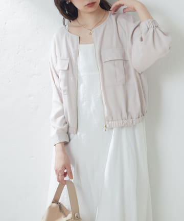 natural couture(ナチュラルクチュール) ダブルポケットお上品軽ブルゾン