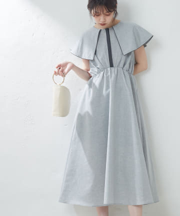 natural couture(ナチュラルクチュール) WEB限定カラー有り/配色パイピングビック衿ワンピース