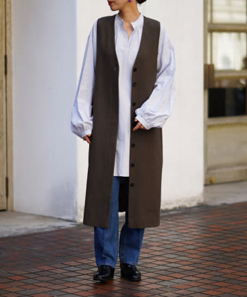 BLOOM&BRANCH(ブルームアンドブランチ) Phlannèl / Nep Tweed Tuxedo Vest Dress