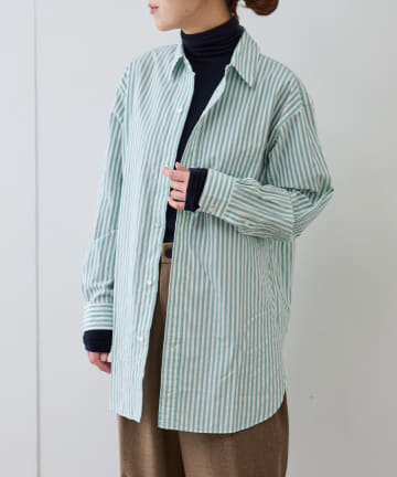 BLOOM&BRANCH(ブルームアンドブランチ) Phlannèl / Stripe Oversized Shirt