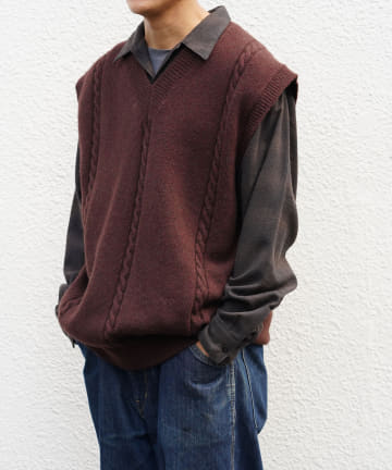 BLOOM&BRANCH(ブルームアンドブランチ) Phlannèl / Yak Wool Cable Knit Vest