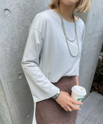 袖スリットボタンロンTee