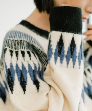【WHIMSIC】FAIRISLE PATTERN KNIT PULLOVER